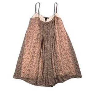 Victoria's Secret Chevron Pleated Babydoll Dress L Earthy Boho Coquette Indie